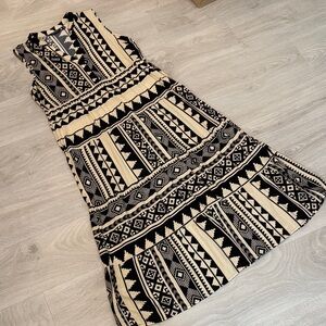 Mlle Gabrielle Black and Cream Geometric Maxi Dress